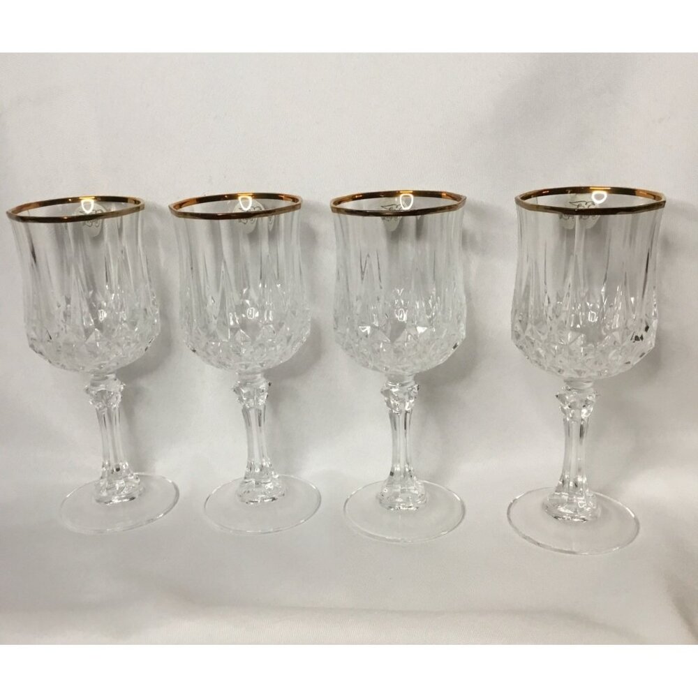 Cristal DArques Longchamp Gold Crystal Wine Glasses Set Of 4 With Gold Rim 17cl